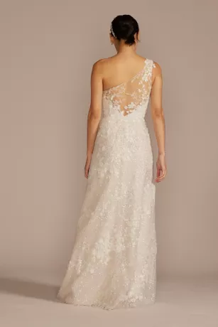 One-Shoulder Beaded Wedding Dress With Overskirt 6 One-Shoulder Beaded Wedding Dress With Overskirt - Image 4