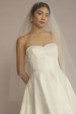 Two Tier Raw-Edge Chapel-Length Veil -Blissful Brides Shop V10004 IVORY VLS OM PROD3 003