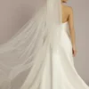 Two Tier Raw-Edge Chapel-Length Veil -Blissful Brides Shop V10004 IVORY VLS OM PROD3 145
