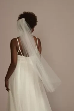 Tulle Mid-Length Veil With Rhinestone Comb -Blissful Brides Shop V10010 IVORY VLS PROD11 2248