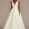 Cummerbund Satin Ball Gown Wedding Dress -Blissful Brides Shop V3848 IVORY DBSTU PROD11 V2 083 front