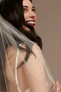 Clear Beaded-Edge Mid-Length Veil -Blissful Brides Shop V555 MIVORY VLS OM PROD3 186
