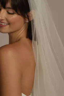 Rhinestone-Scattered Tulle Cathedral-Length Veil