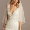 Two Tier Fingertip Veil With Beaded Edge -Blissful Brides Shop V816 MIVORY VLS OM PROD12 020