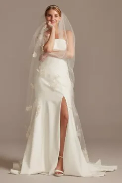 Scattered Embroidered Florals Chapel Length Tulle -Blissful Brides Shop V825 MMULTI VLS OM PROD7 007