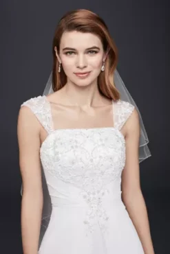 A Line Chiffon Split Front Overlay Wedding Dress -Blissful Brides Shop V9010 WHITE CORE PROD4 V2 157