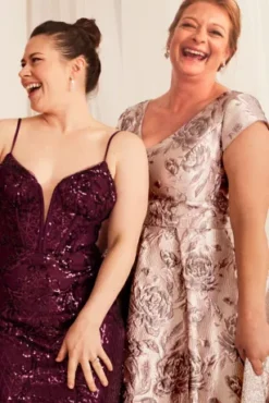 Floral Brocade High-Low A-Line Dress -Blissful Brides Shop VCRS1482 PDP Crop FEB9 1920x2880