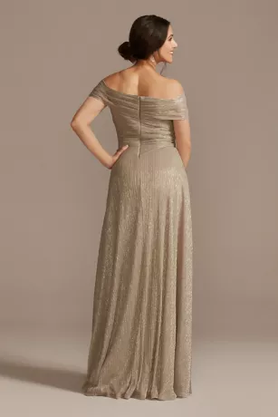 Pleated Metallic Off-the-Shoulder Dress 4 Pleated Metallic Off-the-Shoulder Dress - Image 2