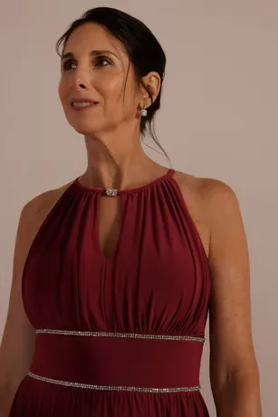 Halter Jersey Knit Gown With Rhinestone Waist 5 Halter Jersey Knit Gown With Rhinestone Waist - Image 3