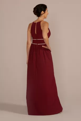 Halter Jersey Knit Gown With Rhinestone Waist 4 Halter Jersey Knit Gown With Rhinestone Waist - Image 2