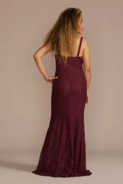 Floor Length Lace Sheath With Bolero Jacket -Blissful Brides Shop WBM2530 WINE MOB PROD6 139