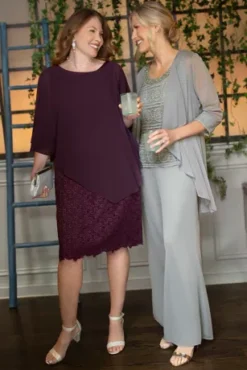 Short Lace Sheath Dress With Asymmetrical Capelet -Blissful Brides Shop WBM2580 PDP Crop JULY12 1920x2880