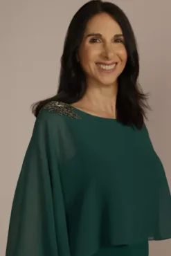 Short Embellished Capelet Sheath Dress -Blissful Brides Shop WBM2644RW GEM MOB PROD7 151