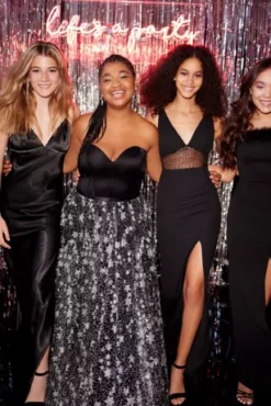 Floor Length Crepe Gown With Beaded Mesh Detail -Blissful Brides Shop WBM2787 1 PDP Crop JAN19 1920x2880