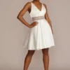 Satin A-Line With Embellished Illusion Waist 2 Satin A-Line With Embellished Illusion Waist -Blissful Brides Shop WBM2915 WHITE PARTY PROD2 023