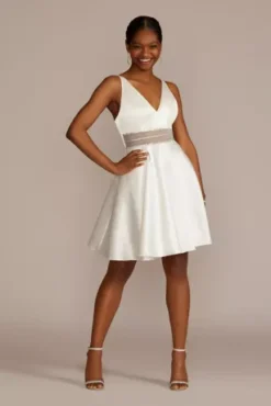 Satin A-Line With Embellished Illusion Waist