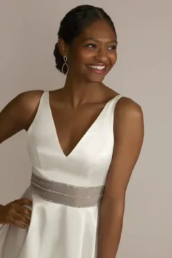 Satin A-Line With Embellished Illusion Waist -Blissful Brides Shop WBM2915 WHITE PARTY PROD2 107