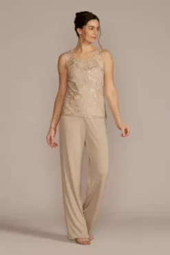 Straight Leg Embroidered Chiffon Three Piece Set -Blissful Brides Shop WBM2990 CHAMP MOB PROD3 119