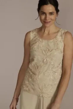 Straight Leg Embroidered Chiffon Three Piece Set -Blissful Brides Shop WBM2990 CHAMP MOB PROD3 149