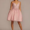 Short Damas Dress With Floral Appliques -Blissful Brides Shop WBM3054 BABYPINK DAMAS PROD12 040 V2