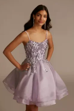 Floral Applique Tiered Damas Dress -Blissful Brides Shop WBM3063 IRIS DAMAS PROD1 067 V2