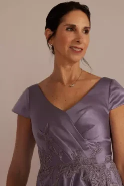 Satin A-Line Gown With Embroidered Waist -Blissful Brides Shop WBM3103 VICTORIANLILAC MOB PROD4 080