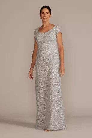 Short Sleeve Sequin Lace Sheath Gown 3 Short Sleeve Sequin Lace Sheath Gown