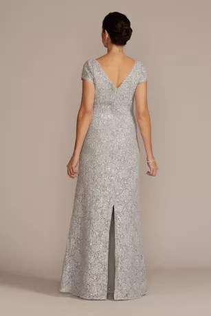 Short Sleeve Sequin Lace Sheath Gown 4 Short Sleeve Sequin Lace Sheath Gown - Image 2