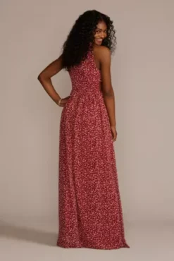 Floral Printed Chiffon A-Line -Blissful Brides Shop WBM3148 REDMULTI PRTY PROD4 114