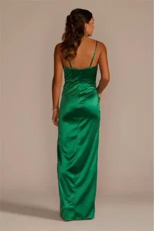 Draped Stretch Satin Sweetheart Dress With Slit 4 Draped Stretch Satin Sweetheart Dress With Slit - Image 2