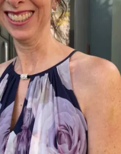 High-Neck Floral A-Line Gown With Keyholes -Blissful Brides Shop WBM3178 PDP