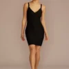Short V-Neck Bodycon Tank Dress -Blissful Brides Shop WBM3196 BLACK PRTY PROD6 008