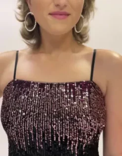 Short Square Neck Ombre Sequin Dress -Blissful Brides Shop WBM3223 PDP