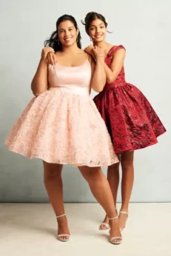 Satin And Metallic A-Line Damas Dress -Blissful Brides Shop WBM3238 PDP Crop SEP8 1920x2880