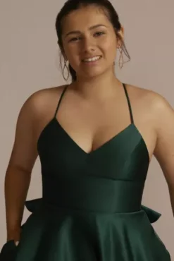 Satin A-Line Damas Dress With Back Bow -Blissful Brides Shop WBM3246 FOREST QUINCE PROD7 041