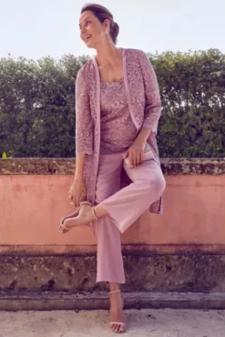 Three Piece Lace Duster Pantsuit Set -Blissful Brides Shop WBM3301 PDP Crop JUNE21 1920x2880