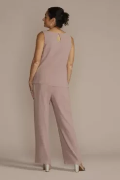 Three Piece Lace Duster Pantsuit Set -Blissful Brides Shop WBM3301 QUARTZ MOB PROD7 144