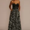 Corset Ball Gown With Star Patterned Glitter Skirt