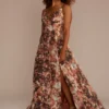 V-Neck Printed Maxi Dress With Slit -Blissful Brides Shop WBM3342 MULTI PRTY PROD7 1007