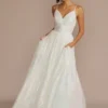 Iridescent Sequin V-Neck Ball Gown -Blissful Brides Shop WBM3382 WHITE PRM PROD9 2528
