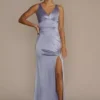 Satin Sheath Dress With Lace-Up Back -Blissful Brides Shop WBM3462 BLUEBIRD PRM PROD11 001
