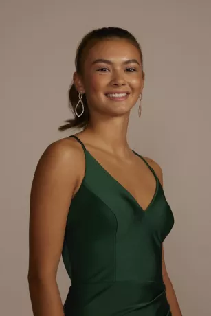 Stretch Satin V-Neck Mermaid Dress With Train 5 Stretch Satin V-Neck Mermaid Dress With Train - Image 3