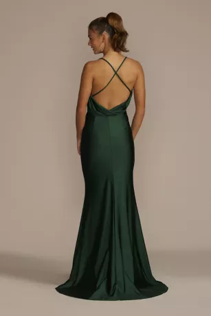 Stretch Satin V-Neck Mermaid Dress With Train 4 Stretch Satin V-Neck Mermaid Dress With Train - Image 2