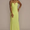 Notch V-Neck Ruched Jersey Sheath -Blissful Brides Shop WBM3473 KEYLIME PRM PROD11 008