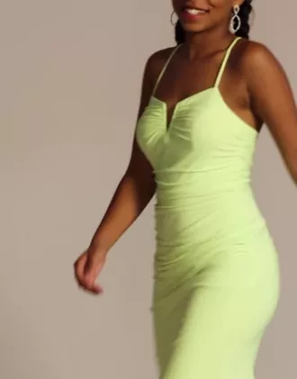 Notch V-Neck Ruched Jersey Sheath 6 Notch V-Neck Ruched Jersey Sheath - Image 4