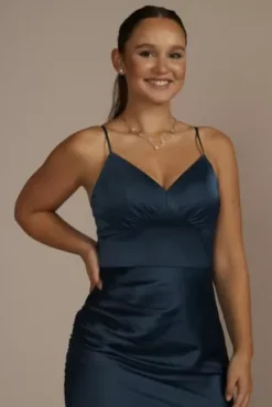 Asymmetrical Stretch Charmeuse Sheath Dress -Blissful Brides Shop WBM3628 PEACOCK PRTY PROD10 2260