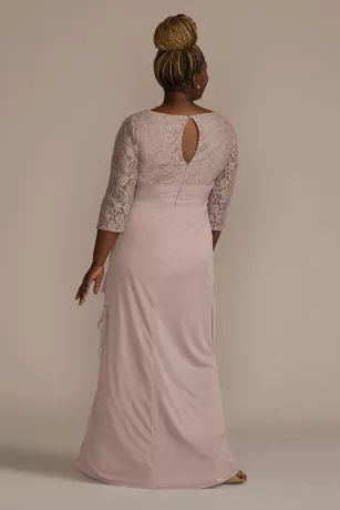 Three-Quarter Sleeve Lace And Mesh Sheath Dress 4 Three-Quarter Sleeve Lace And Mesh Sheath Dress - Image 2