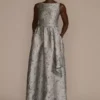 High Neck Metallic Jacquard Ball Gown -Blissful Brides Shop WBM3667 LTBLUE MOB PROD10 1444