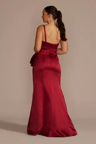 Plunging Satin Tank Sheath Dress With Slit 4 Plunging Satin Tank Sheath Dress With Slit - Image 2