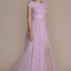 Cap Sleeve Embroidered Lace Tulle Ball Gown 1 Cap Sleeve Embroidered Lace Tulle Ball Gown -Blissful Brides Shop WBM3735 LILAC PRM PROD10 002